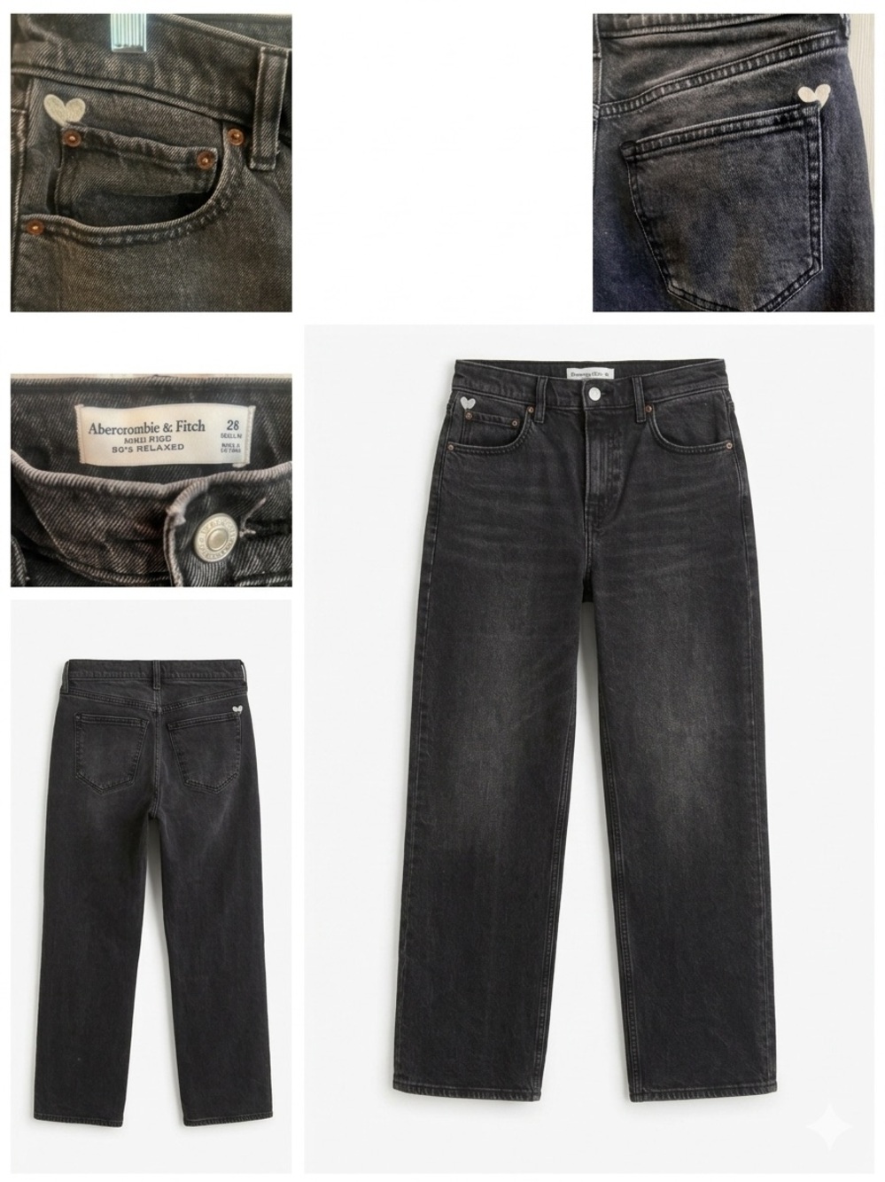 Abercrombie & Fitch Women’s Washed Black Relaxed Jeans
